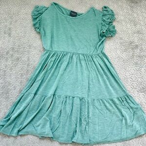 Olivia Rae Green Ruffled Mini Dress with Puff Sleeves